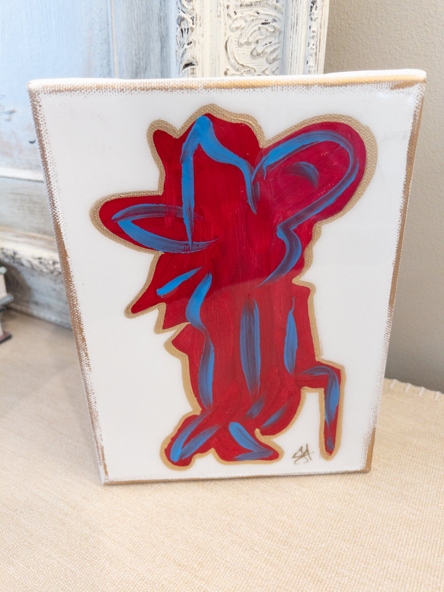 Red & Blue Colonel Reb On Canvas (4”x8”)