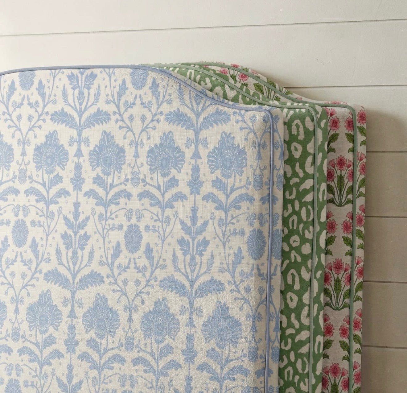 “The Easy Dorm Headboard” in Blossoms. Available in Blue & Pink.