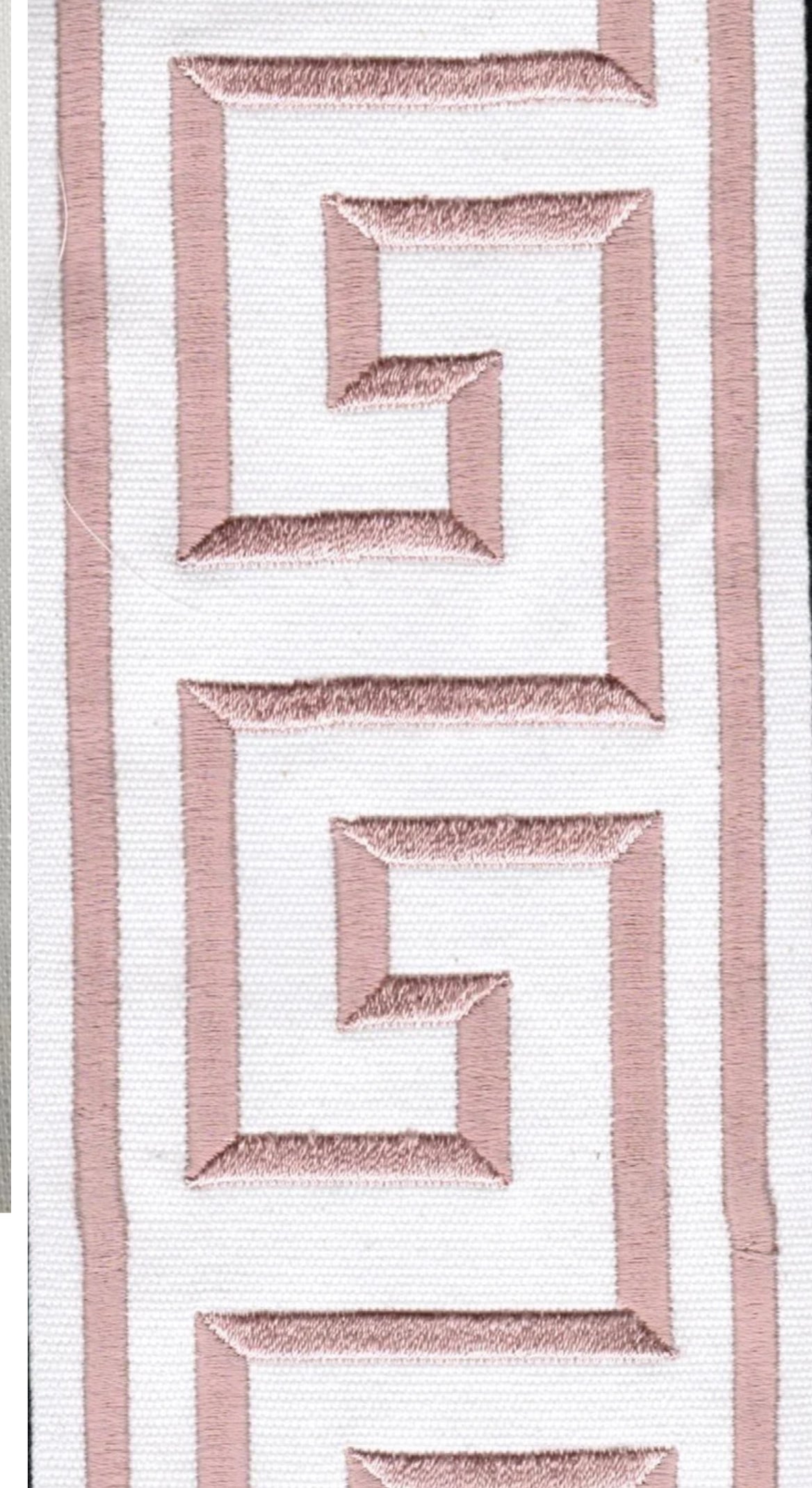 Blush Greek Key 21 Embroidered Trim Tape