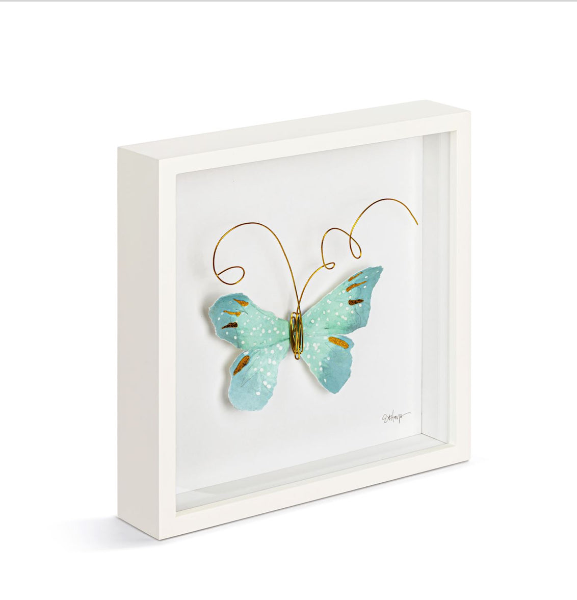 Light Blue Butterfly ShadowBox Wall Art-10”sq