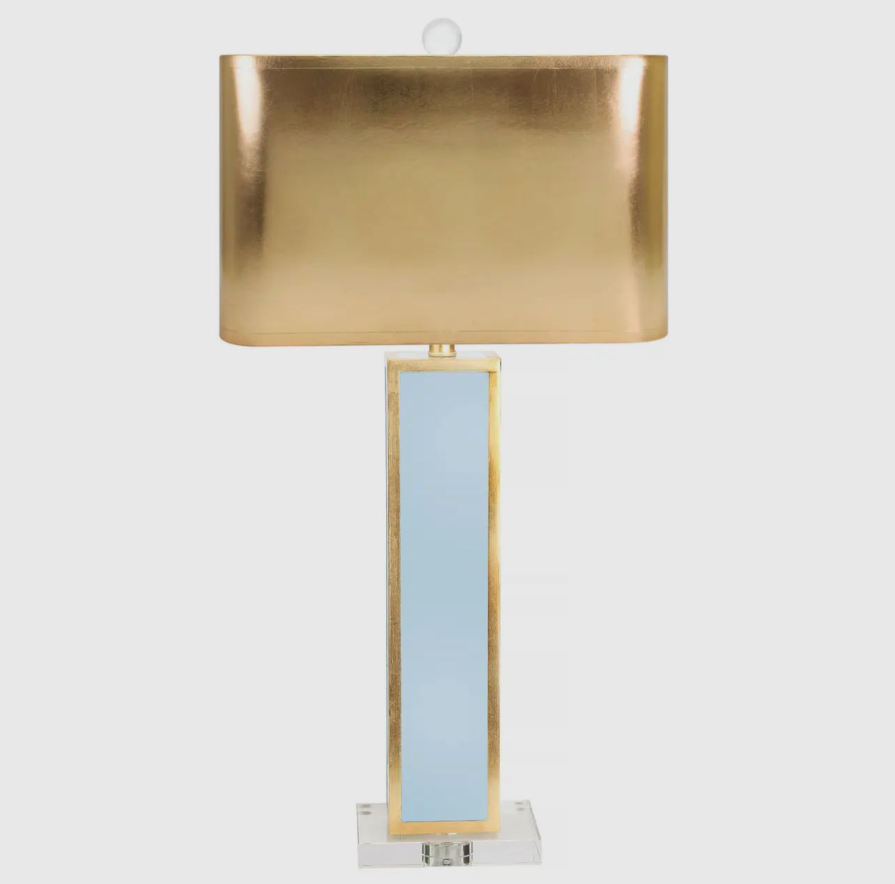 Ainsley Table Lamp In (Baby Blue) w/ White Linen Shade