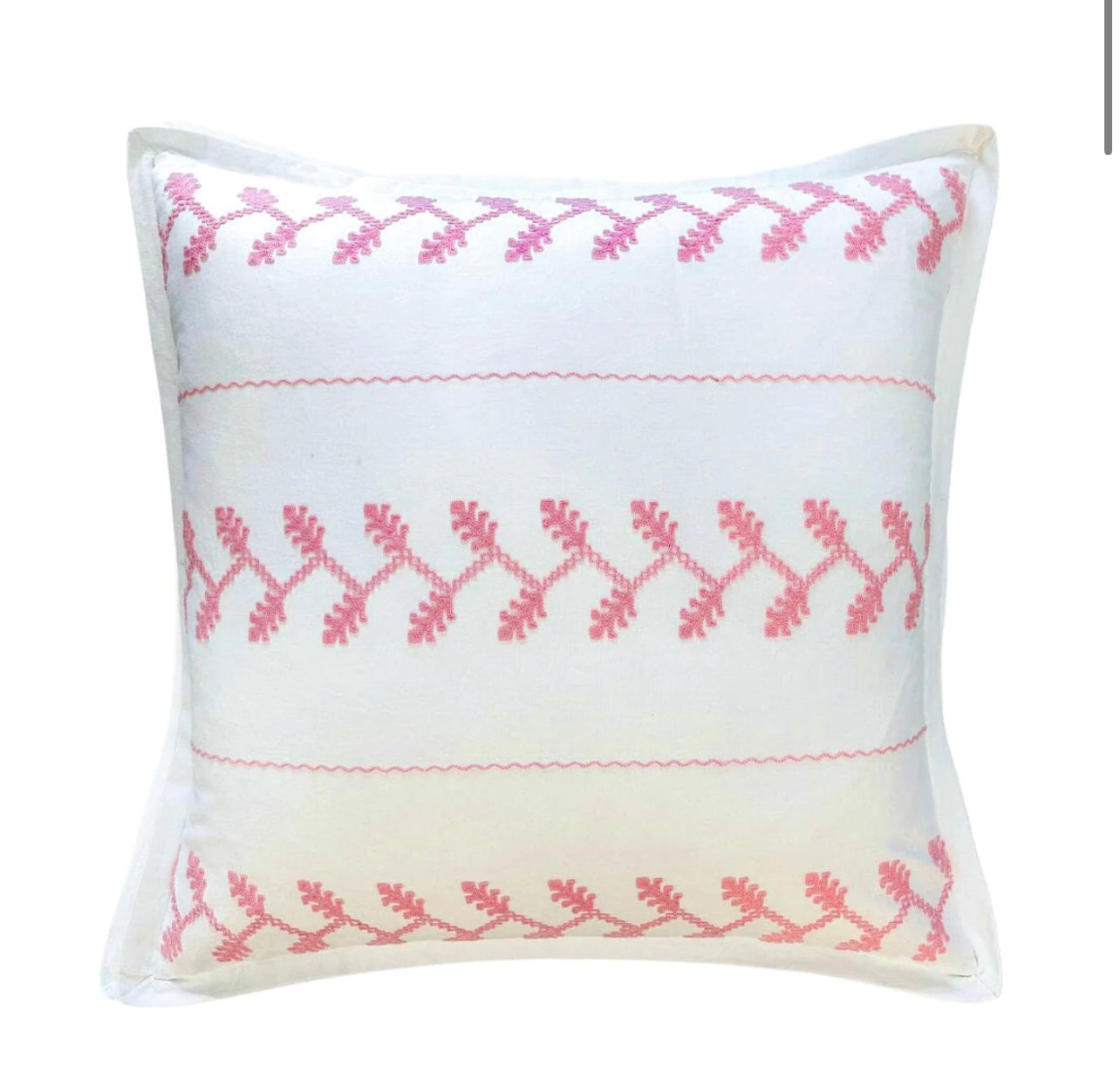 Amer Embroidered Sham (26”x26”) Pink/White