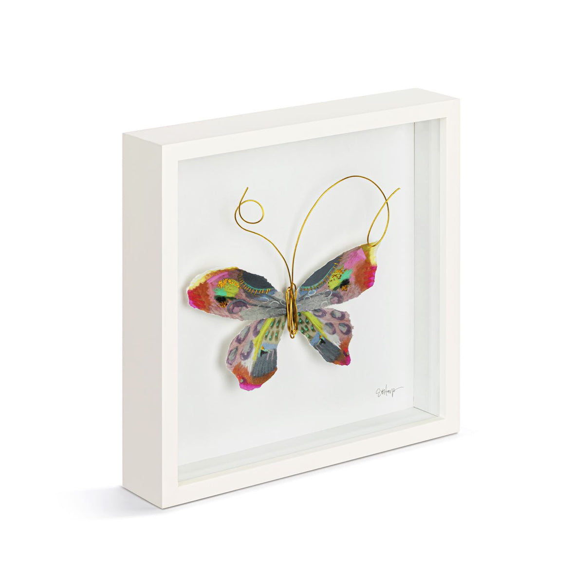 Multi Butterfly ShadowBox Art-10”sq