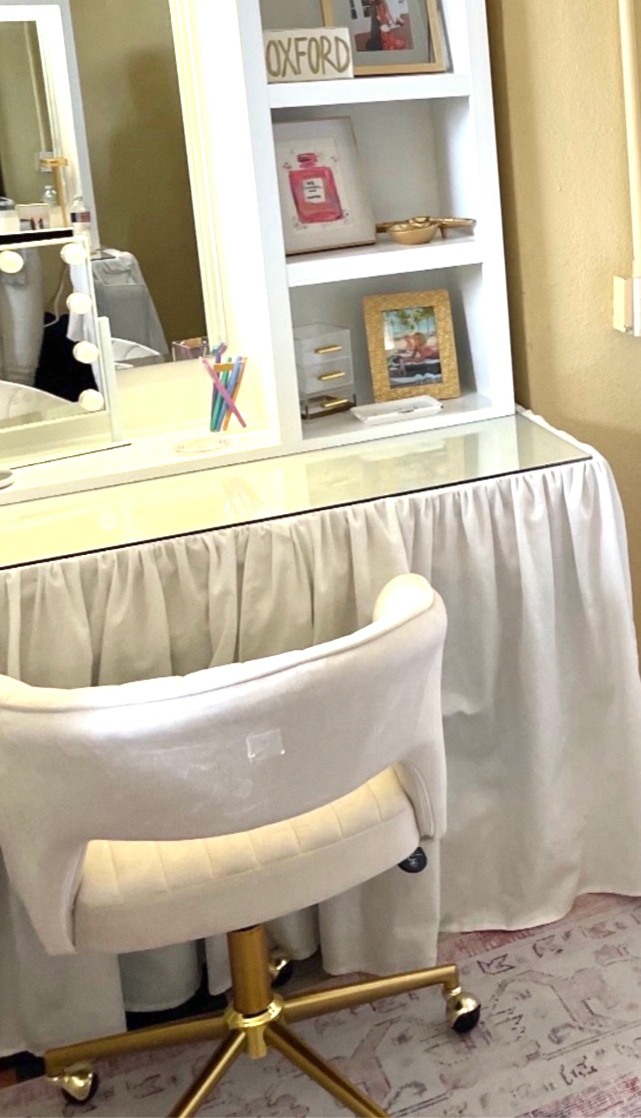 Dorm Desk Skirt (Panel Pleat or Gathered Style)