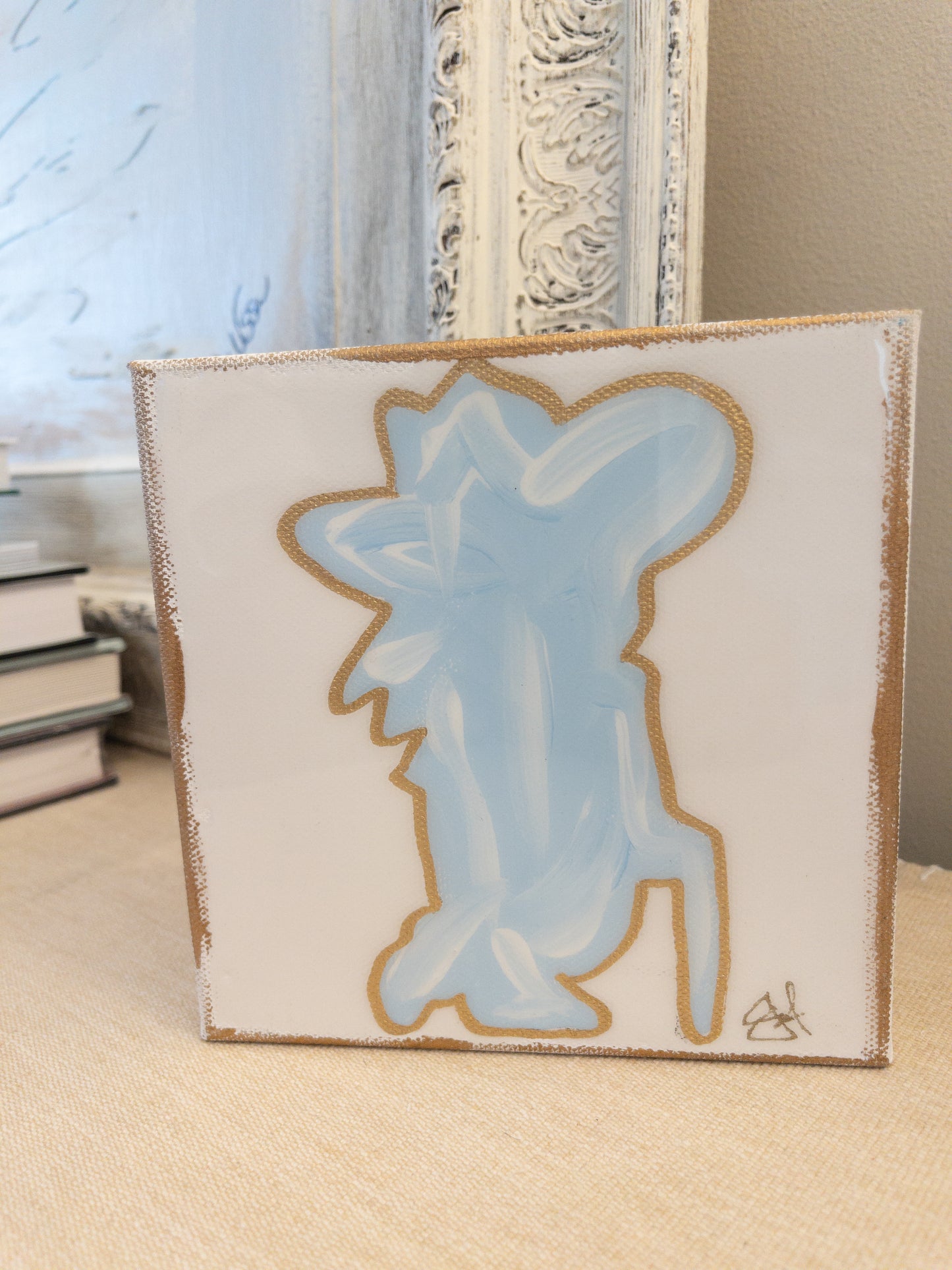 Powder Blue & Gold Colonel on Canvas (6”x6”)