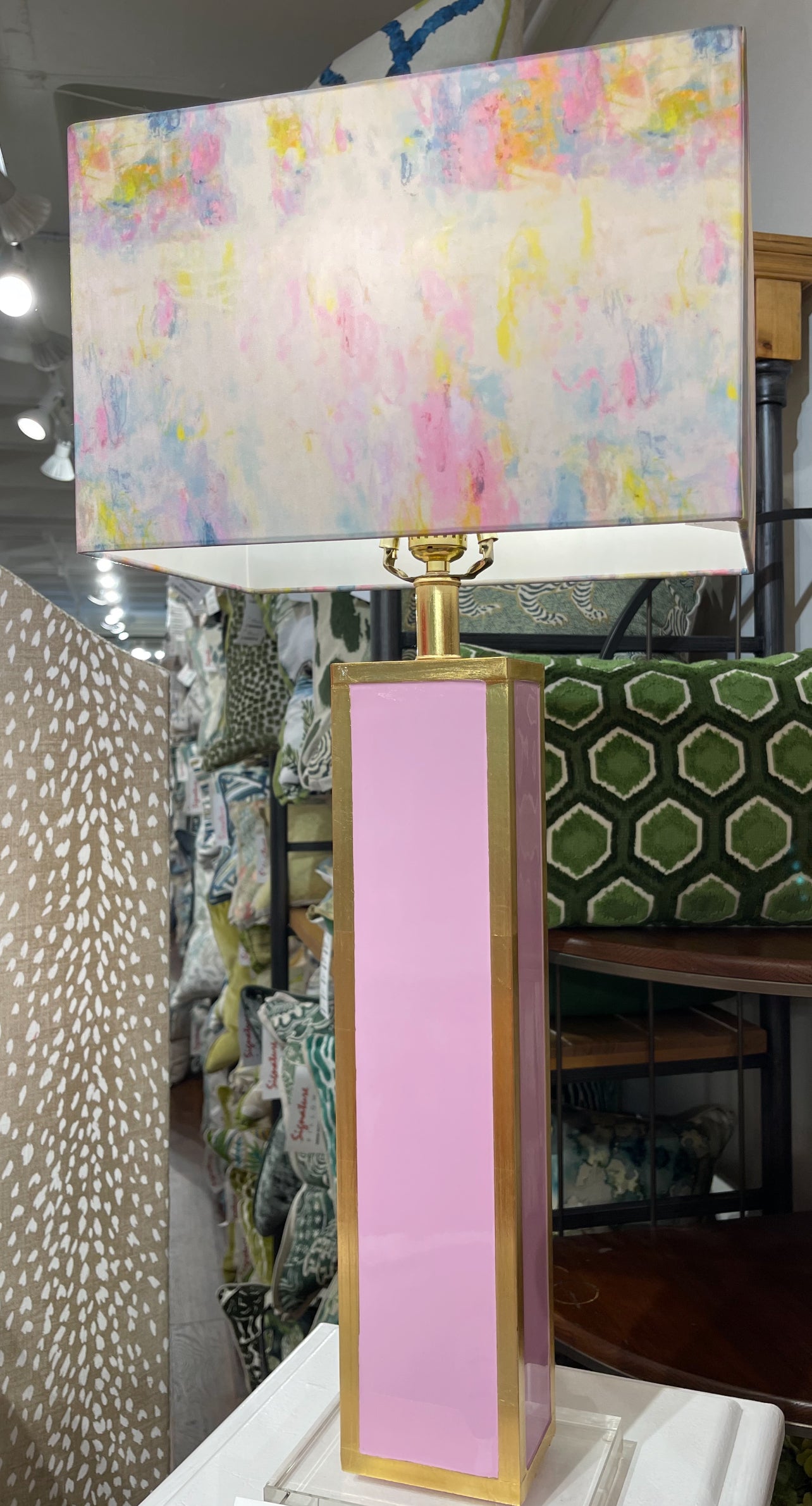 Ainsley Table Lamp (Lilac) w/ White Linen Shade