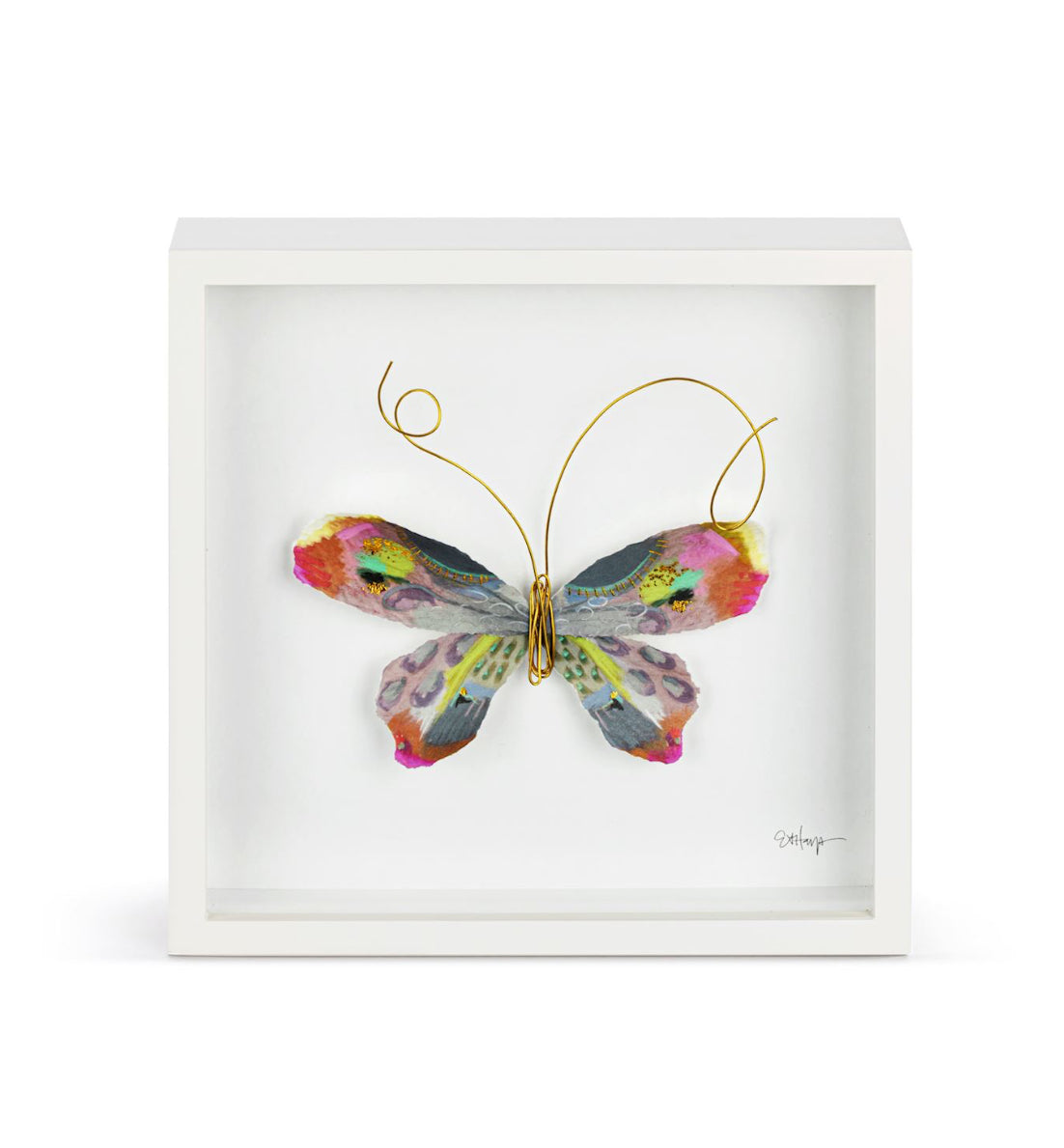 Multi Butterfly ShadowBox Art-10”sq