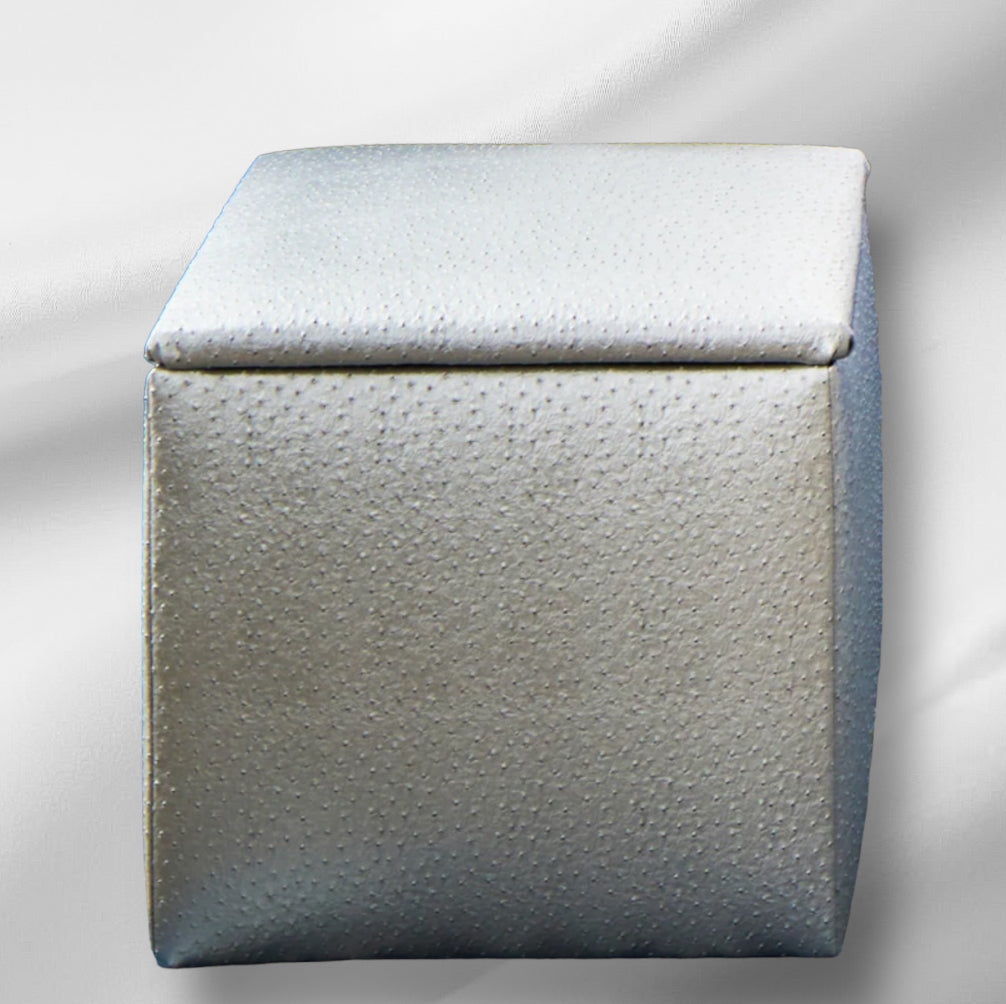 Storage Ottoman Silver Emu Faux Leather