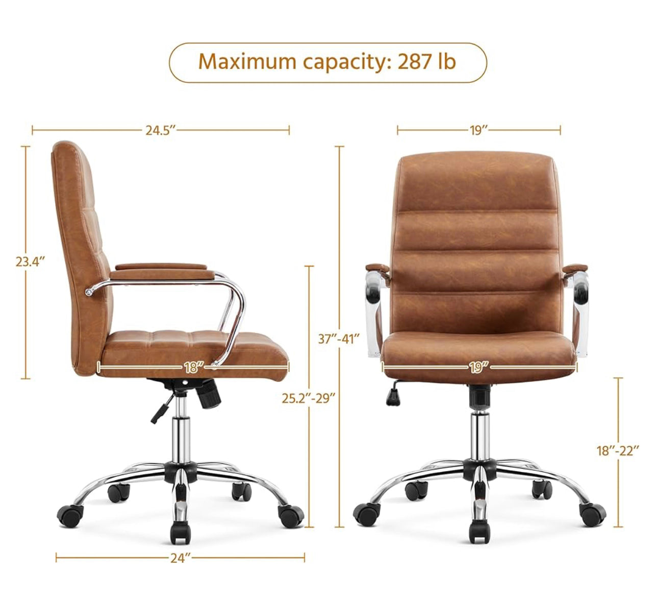 Brown Faux Leather Desk Chair