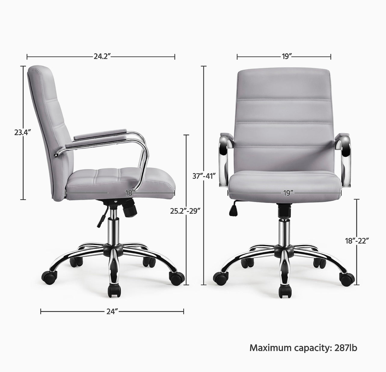 Light Grey Faux Leather Desk Chair