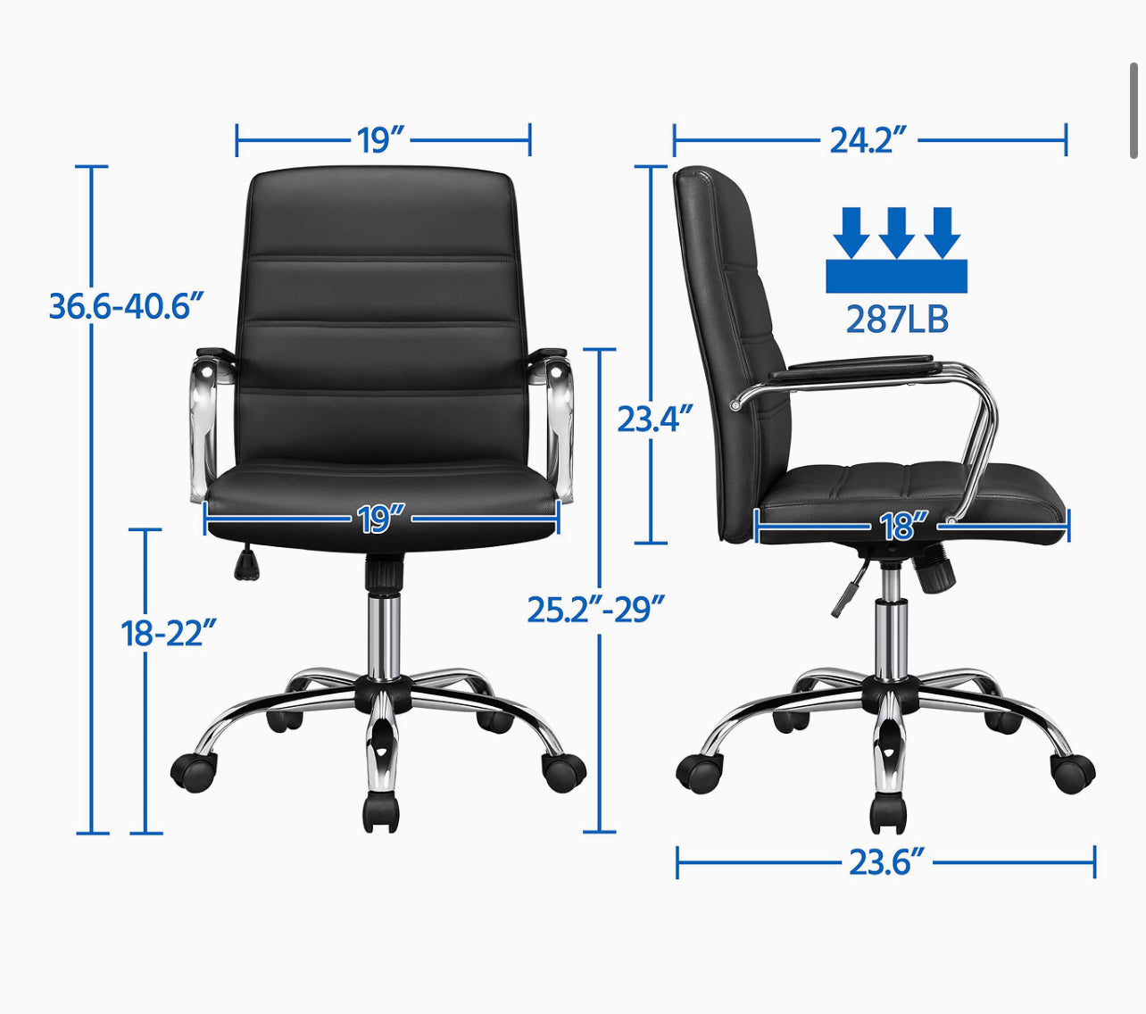 Black Faux Leather Desk Chair