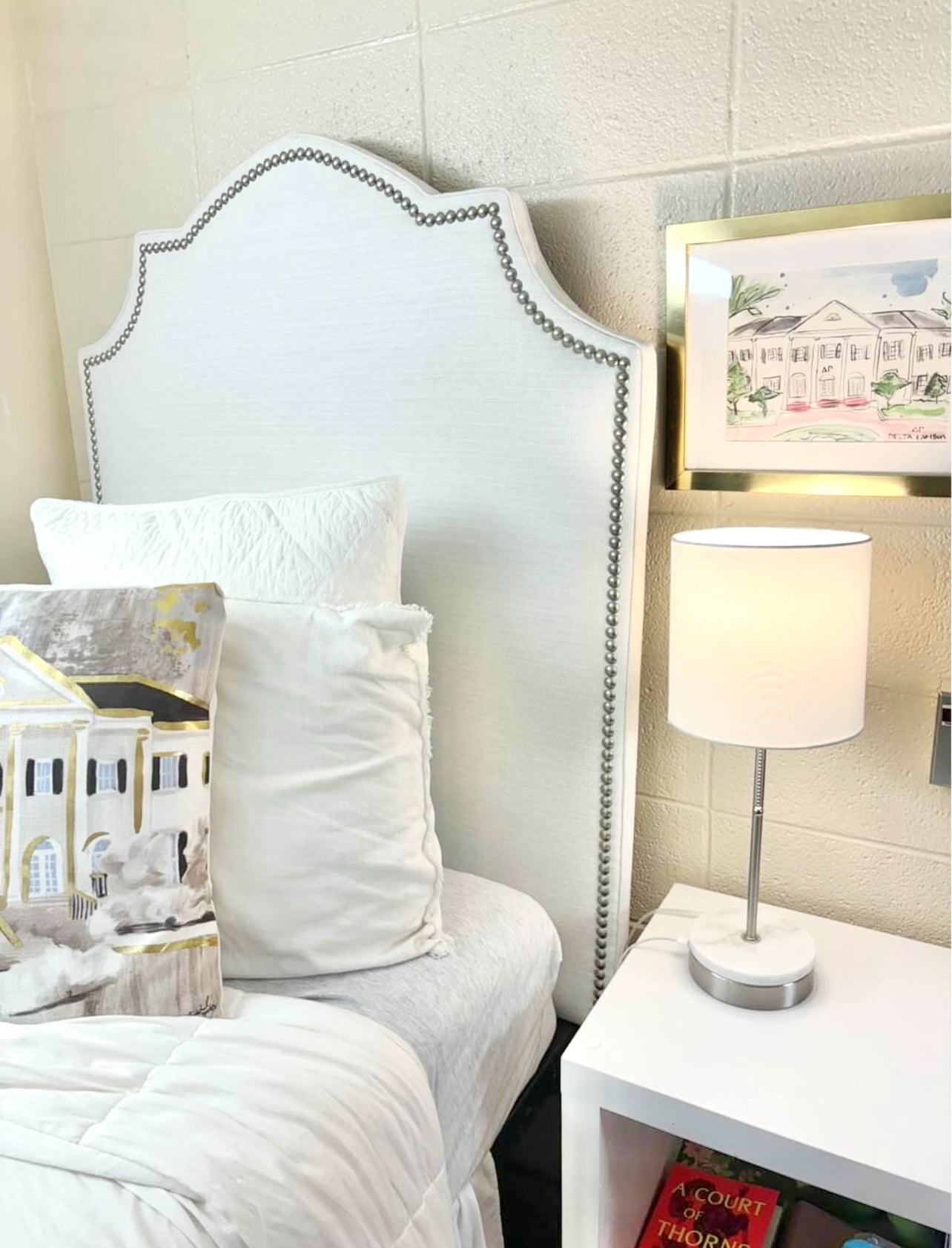 The “Renea” Deluxe Headboard (Twin) w/ Gold Nailheads