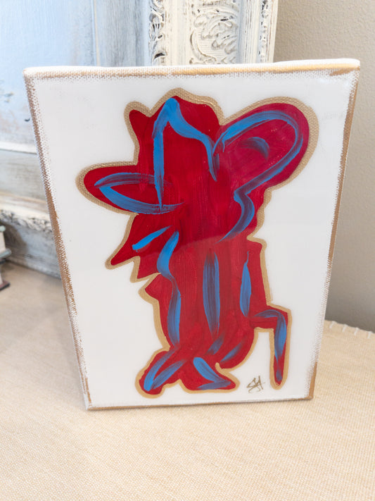 Red & Blue Colonel Reb On Canvas (4”x8”)