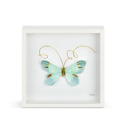 Light Blue Butterfly ShadowBox Wall Art-10”sq
