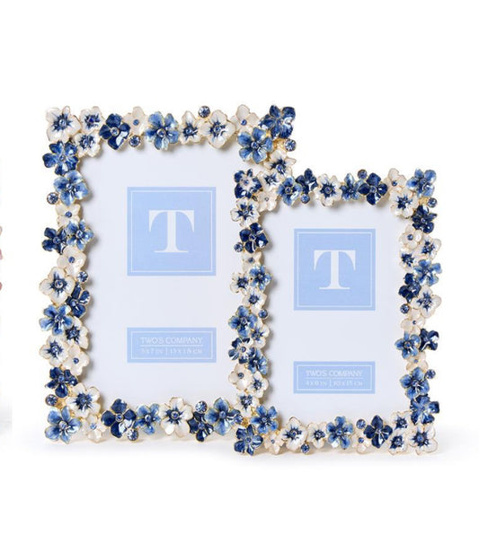 Blue Hydrangea Hand-Painted Picture Frame (5”x7”)