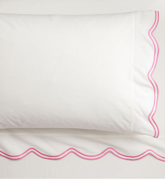 Pink Ivory Embroidered Scalloped Sheet Set Twin XL