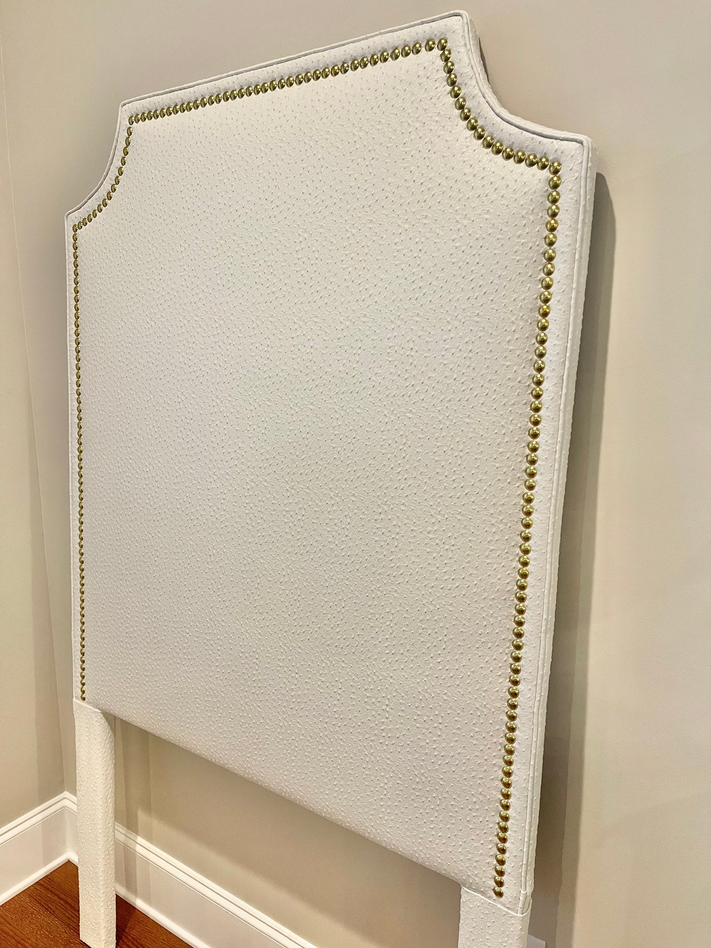 The “Sophie” Deluxe Headboard (Faux White Emu Leather)