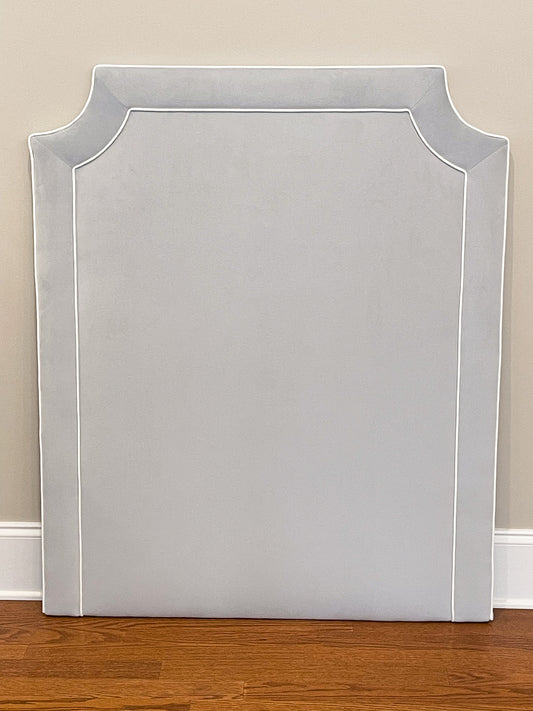 The “Lily” Deluxe Powder Blue Velvet Twin Headboard w/ Piping