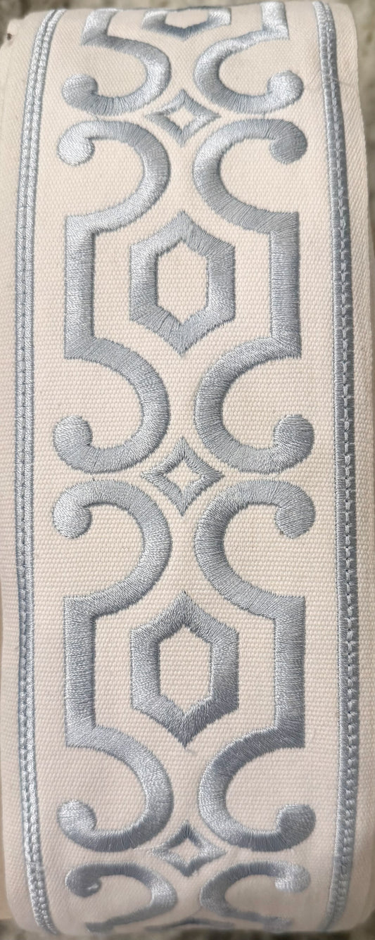 Andes Powder Blue Embroidered Trim Tape