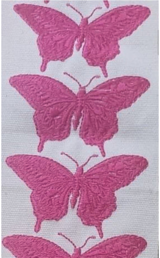 Pink Butterfly 41 Embroidered Trim Tape