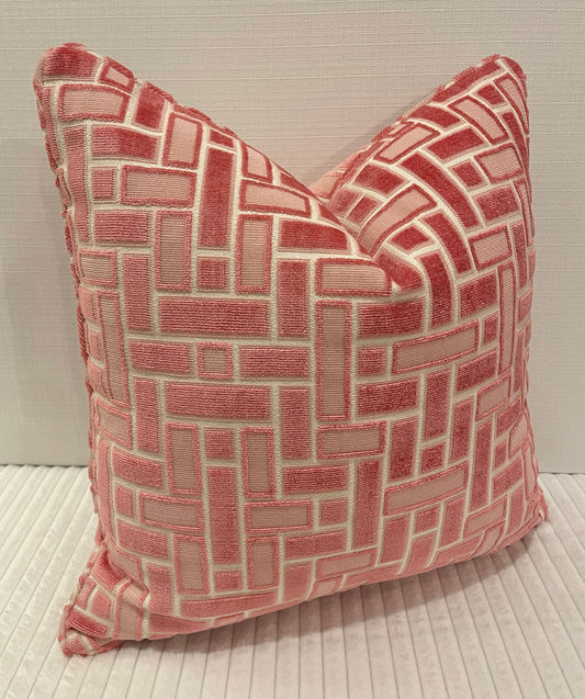 Pillow In Geo Pink Velvet