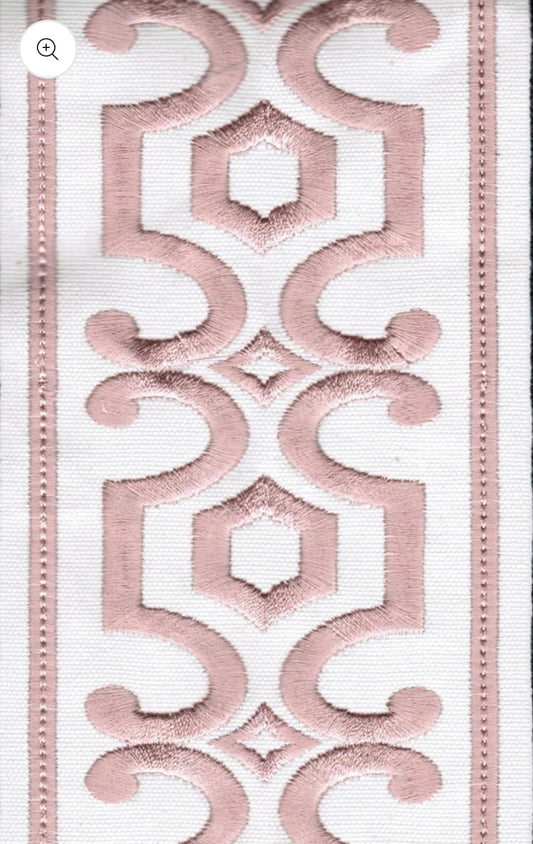 Andes Blush Embroidered Trim Tape
