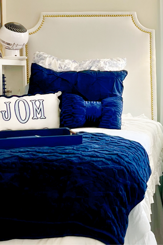 The “Annie” Headboard (White) w/ Gold Nailheads