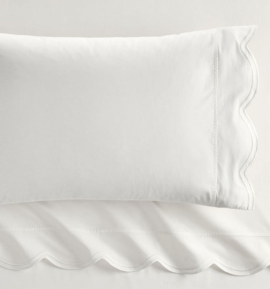 Ivory Embroidered Scalloped Sheet Set Twin XL