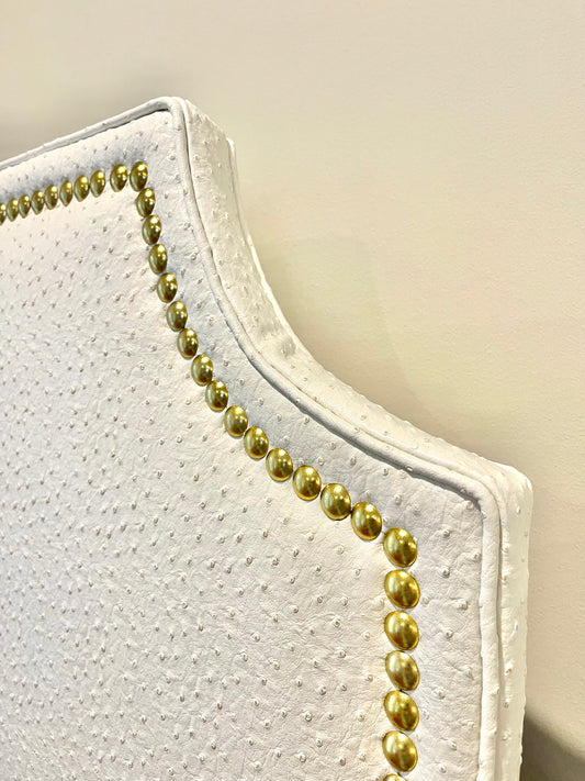 The “Sophie” Deluxe Headboard (Faux White Emu Leather)