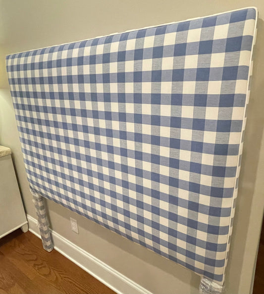 Seaside Gingham Queen Headboard w/ White Piping