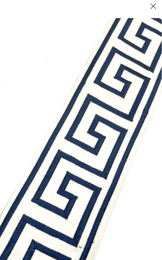 Navy Greek Key 21 Embroidered Trim Tape
