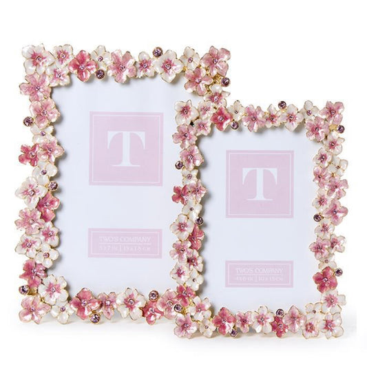 Pink Hydrangea Hand-Painted Enamel Picture Frame (5”x7”)