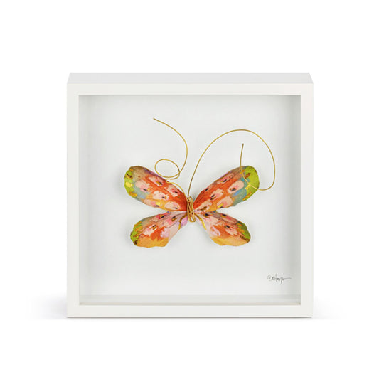 Orange Butterfly ShadowBox Art-10”sq