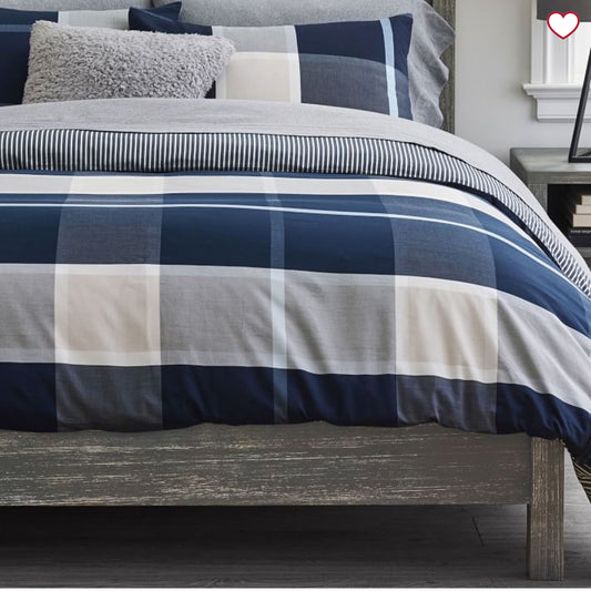 Preston Plaid Reversible Duvet Cover/Sham Set. Twin/Twin XL