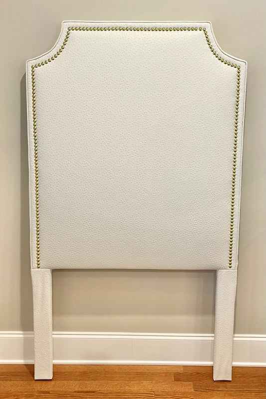 The “Sophie” Deluxe Twin Headboard (Faux White Emu Leather)