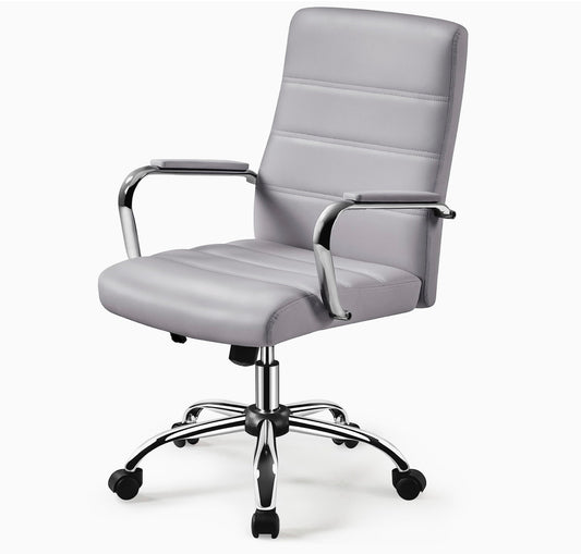Light Grey Faux Leather Desk Chair