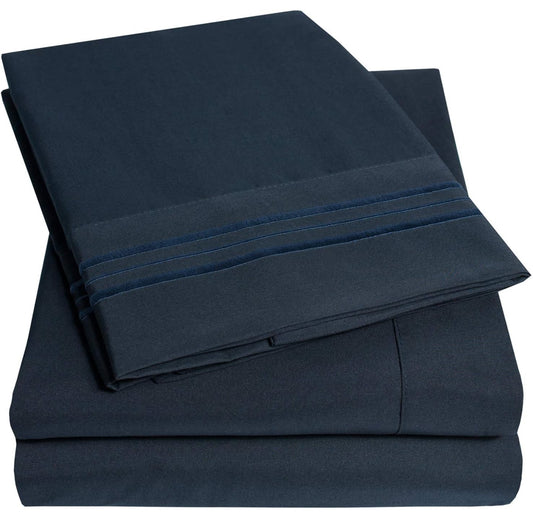 Lux Collection Twin XL Sheet Set Navy