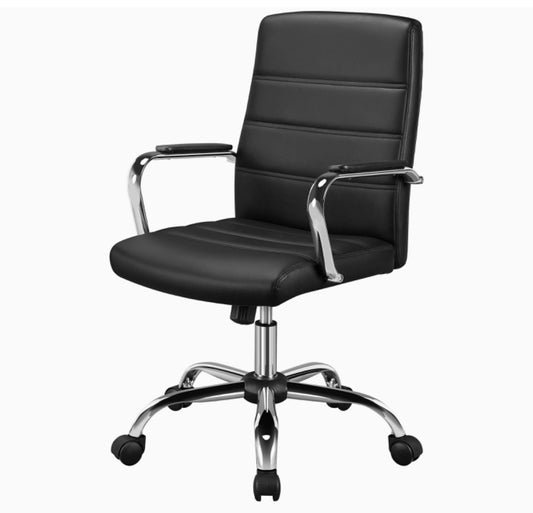 Black Faux Leather Desk Chair