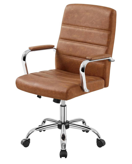 Brown Faux Leather Desk Chair