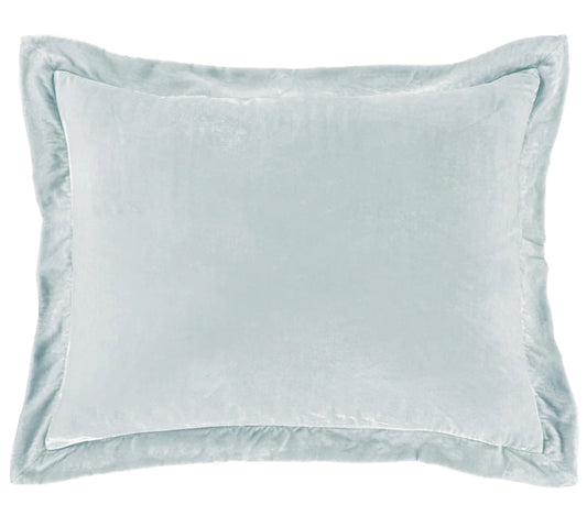 Icy Blue Faux Silk Velvet Flanged Dutch Euro Pillow