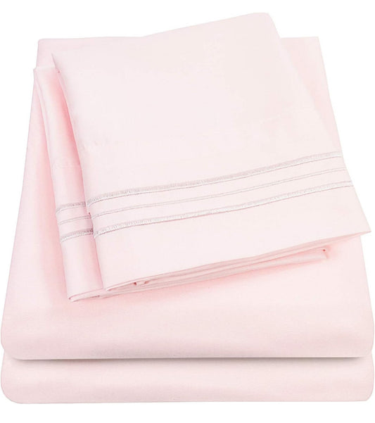 Lux Collection Twin XL Sheet Set Pale Pink