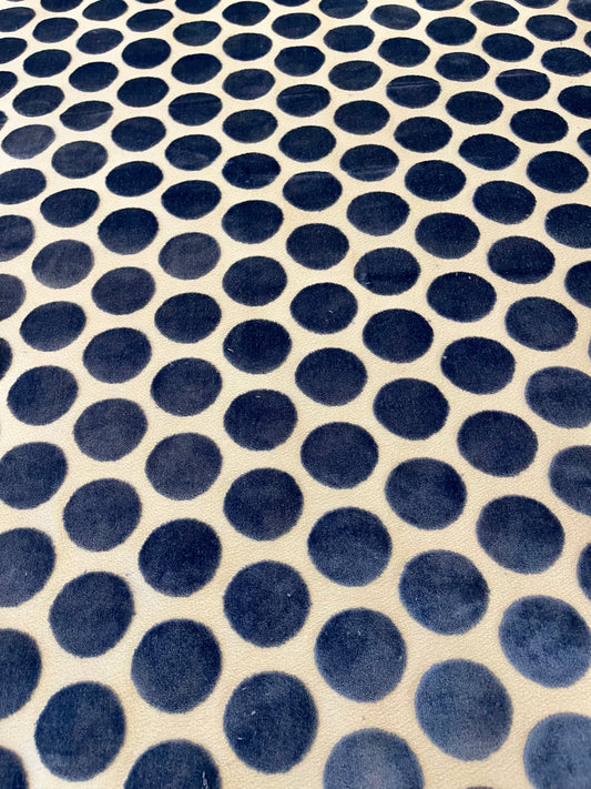 Blue Polka Dot Velvet Fabric