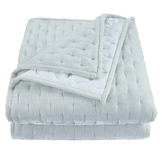 Icy Blue Faux Silk Velvet Quilt Twin (Prices start at $240.00.