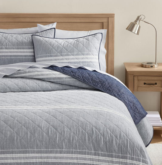 Windward Stripe Reversible Quilt/Sham (Chambry) Twin/Twin XL